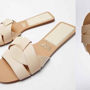 ZARA flat crossed- strap sandals